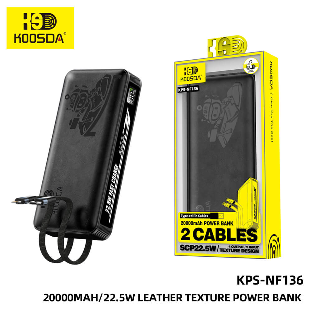 KPS-NF136 Typec iphone cables Fast Charge Power Bank 20000Mah Cloth Texture
