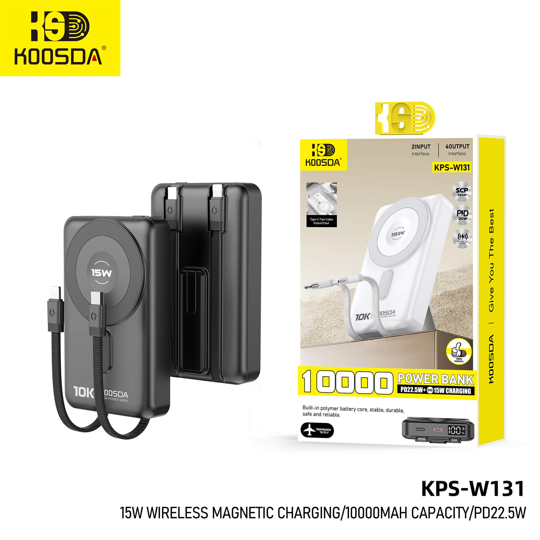 KSD-W131 Power Bank Wireless Charging Magnetic 10000Mah With Two Cable