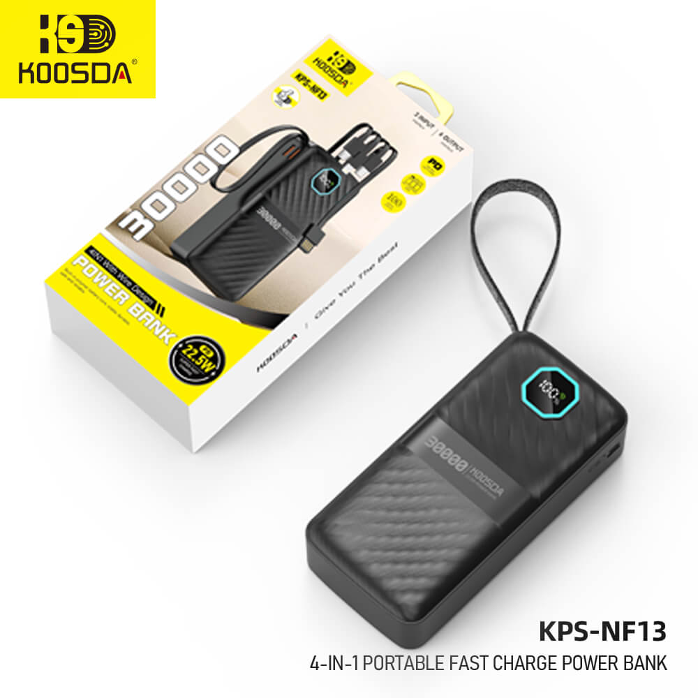 KPS-NF13 4-In-1Portable 22.5w  Fast Charge Power Bank 30000Mah