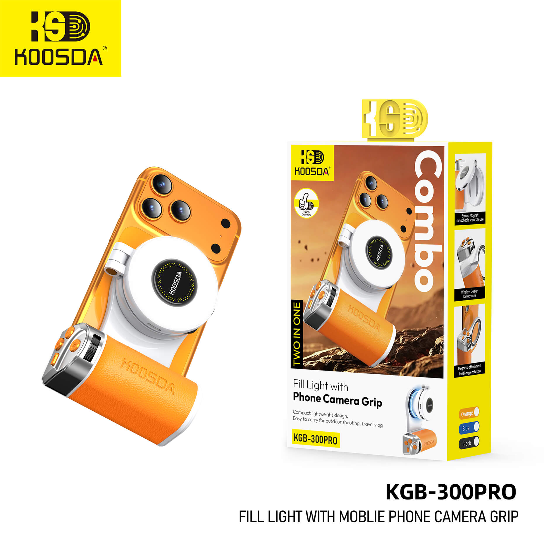 KGB-300PRO Mobliephone Cameragrip With Light