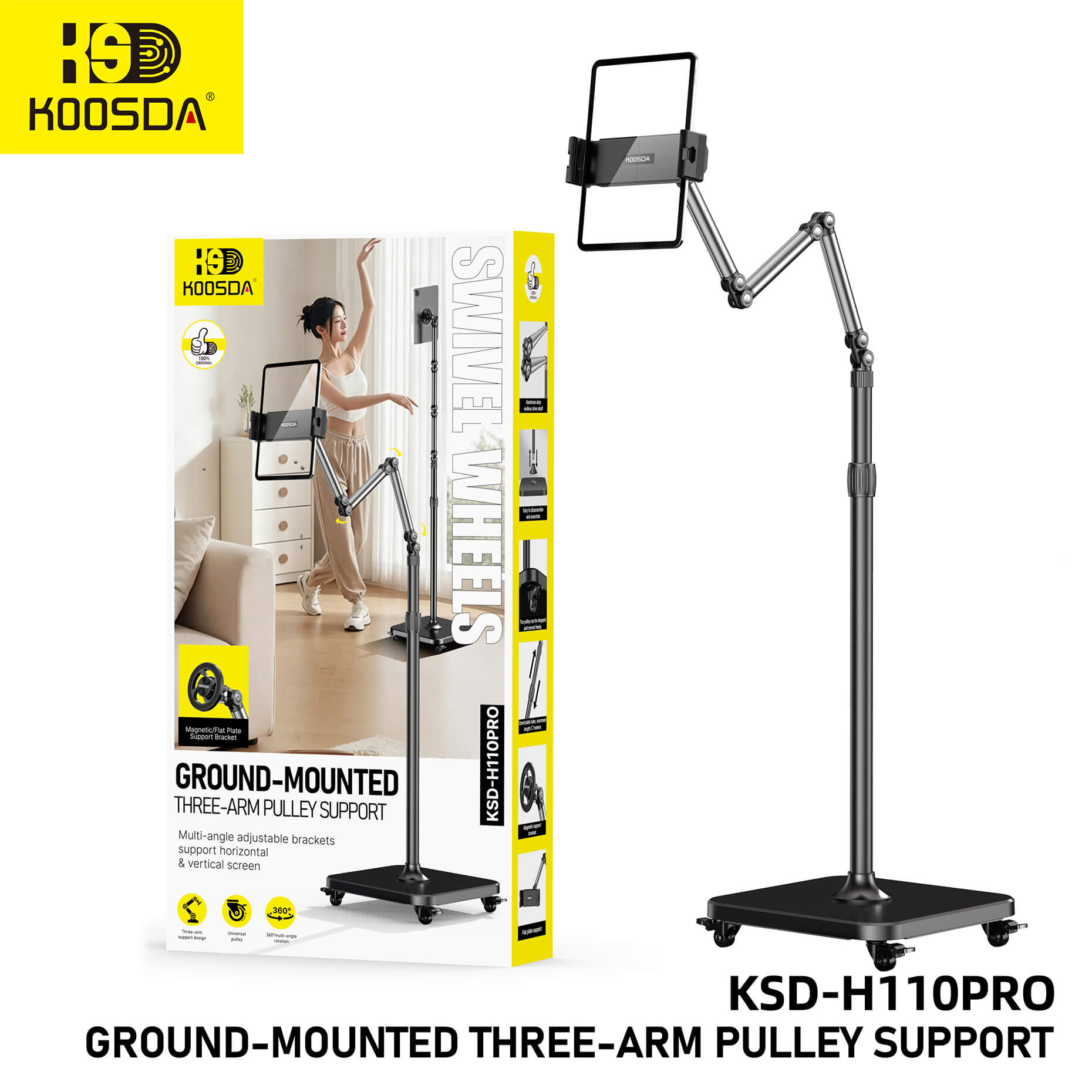 KSD-H110PRO Floor Cant With Rollers Tablet Stan Magnetic Model 1.70M
