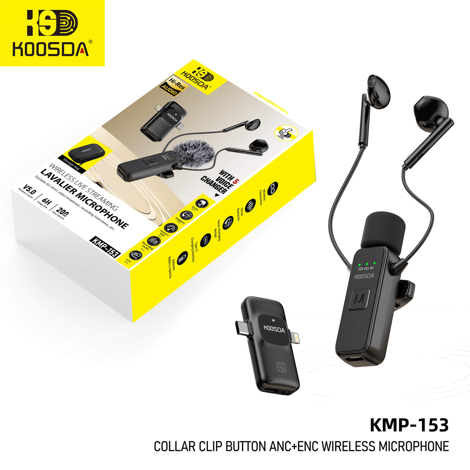 KMP-153 Live Lavalier Microophone With 5 Voice Changer