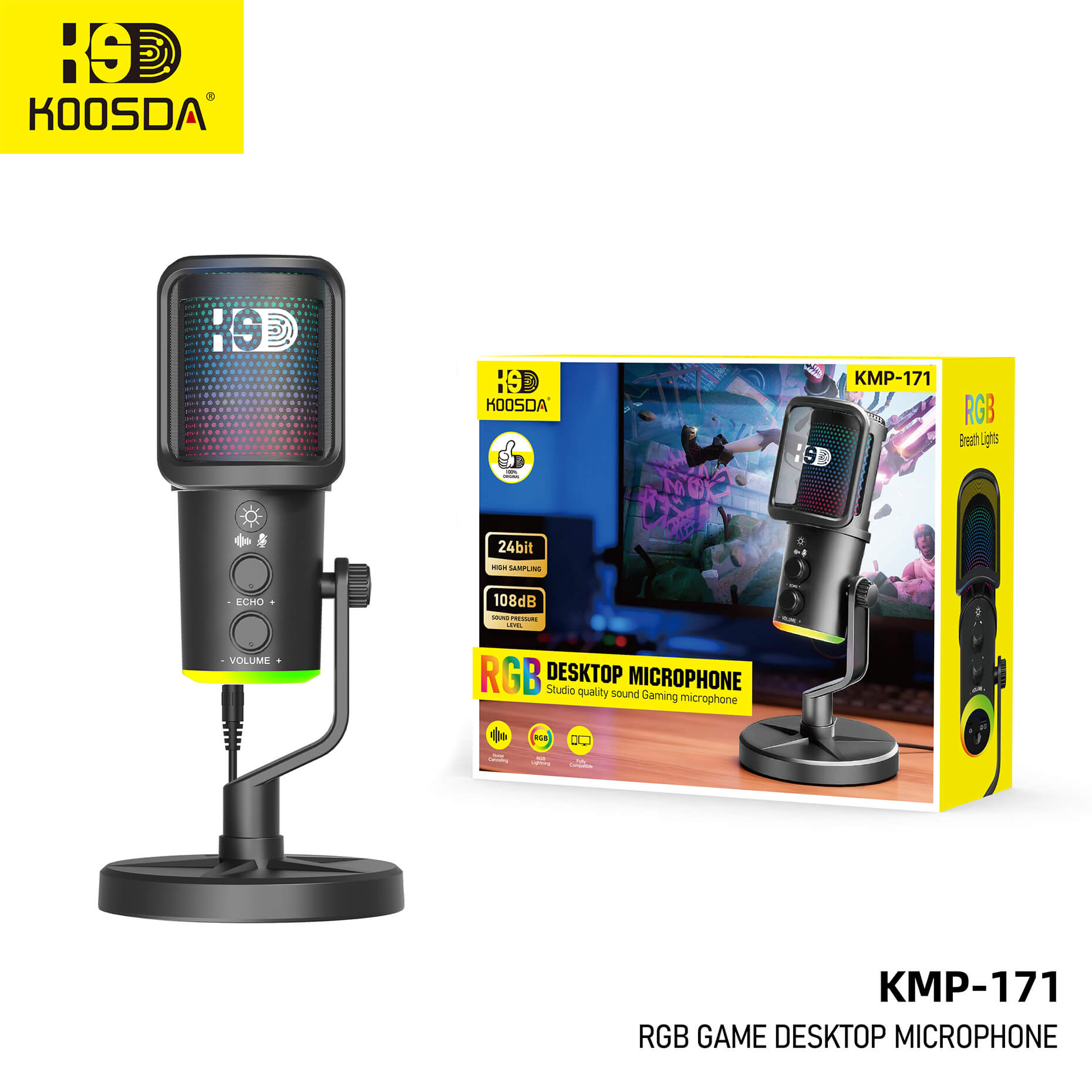 KMP-171-Rgb-Desktop-Microphone Live(With Cable）
