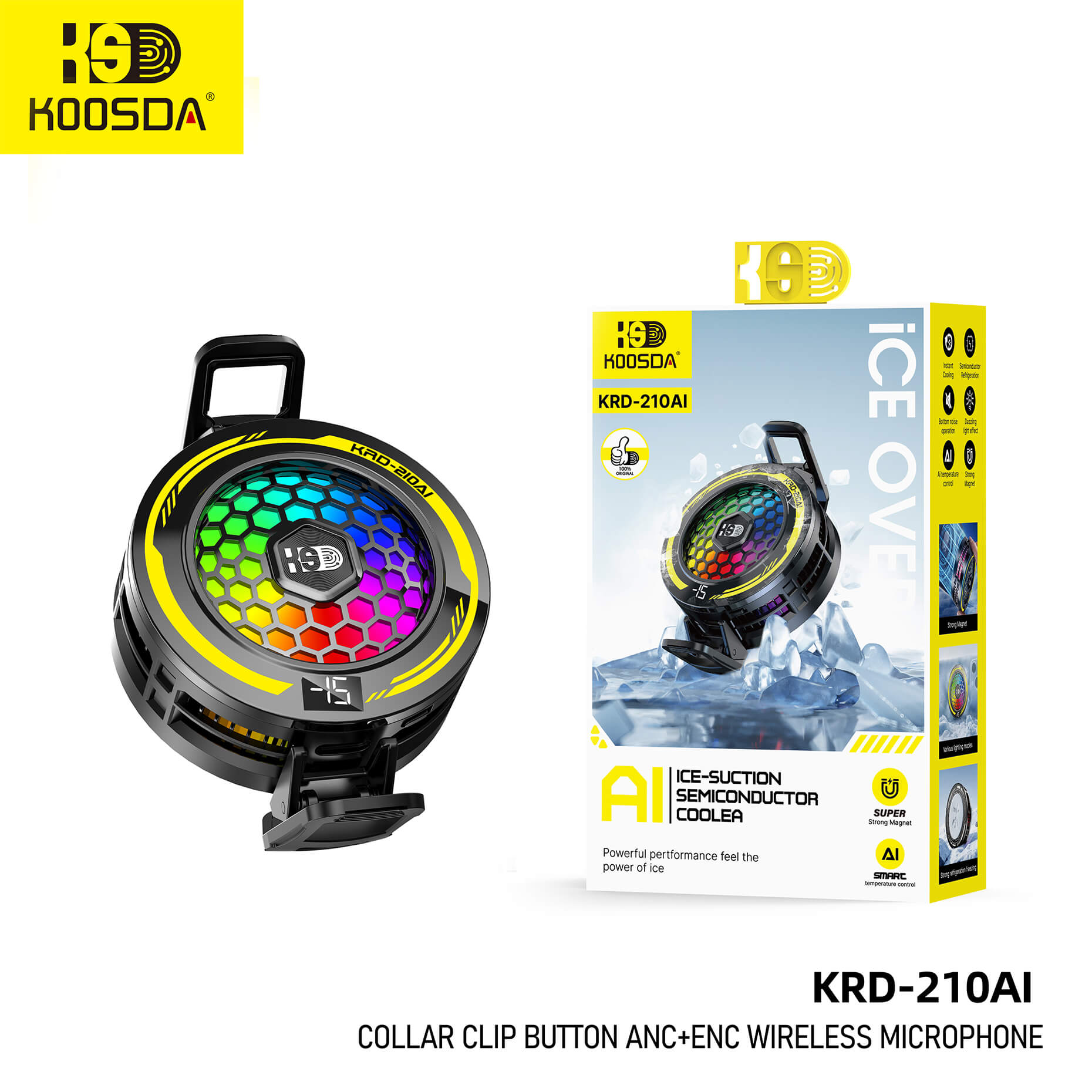 KRD-210AI Magnetic Cooler Fan Real Ice Temperature Digtal Display