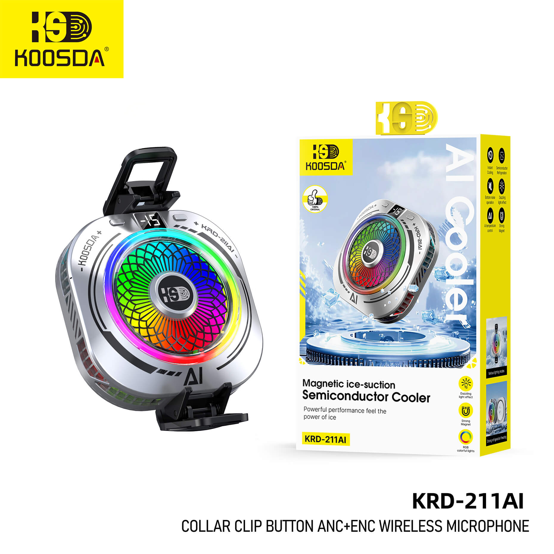 KRD-211AI Magnetic Cooler Fan Real Ice Temperature DigitalI Display