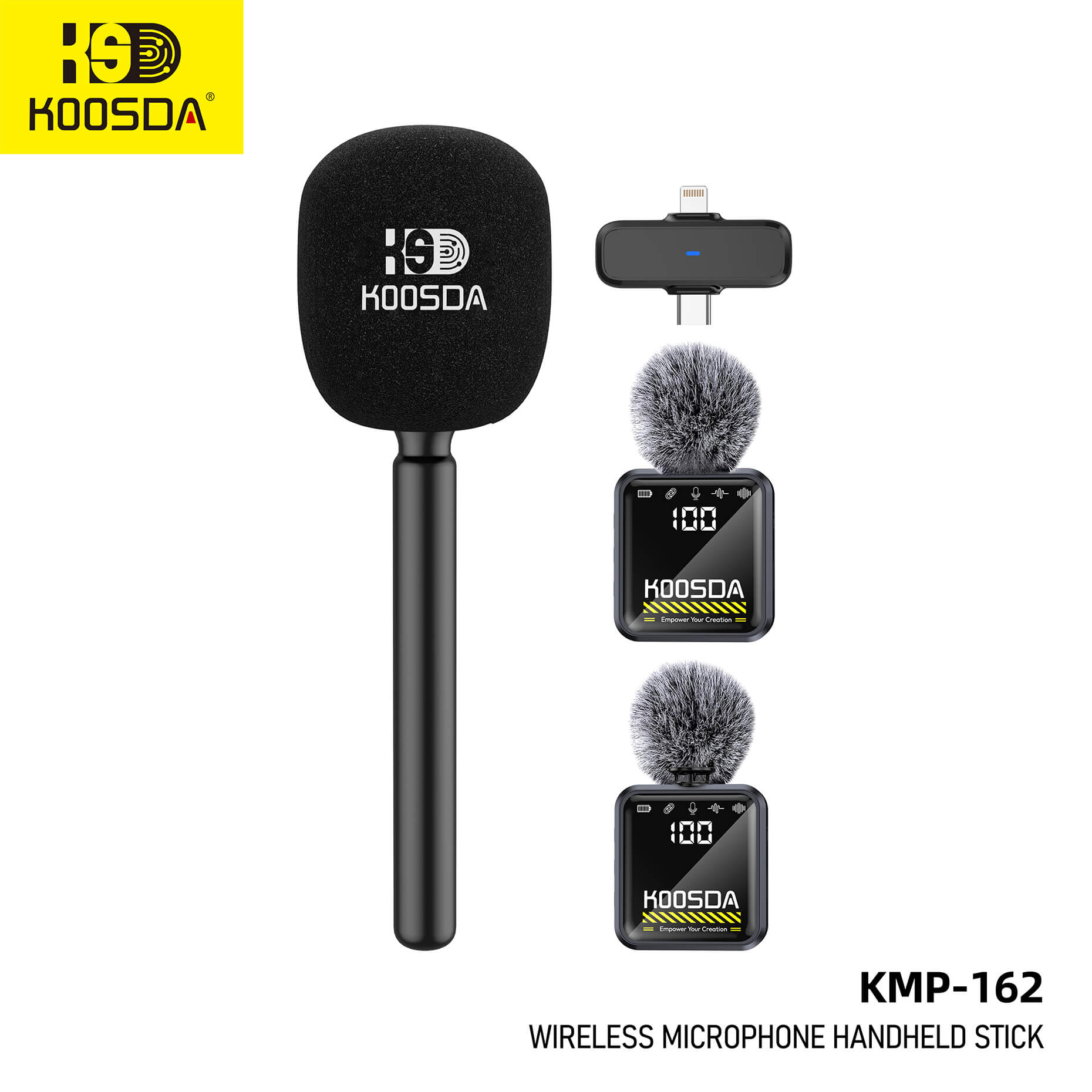 KMP-162 Wireless Microphone Handle Stick(Double Mic)