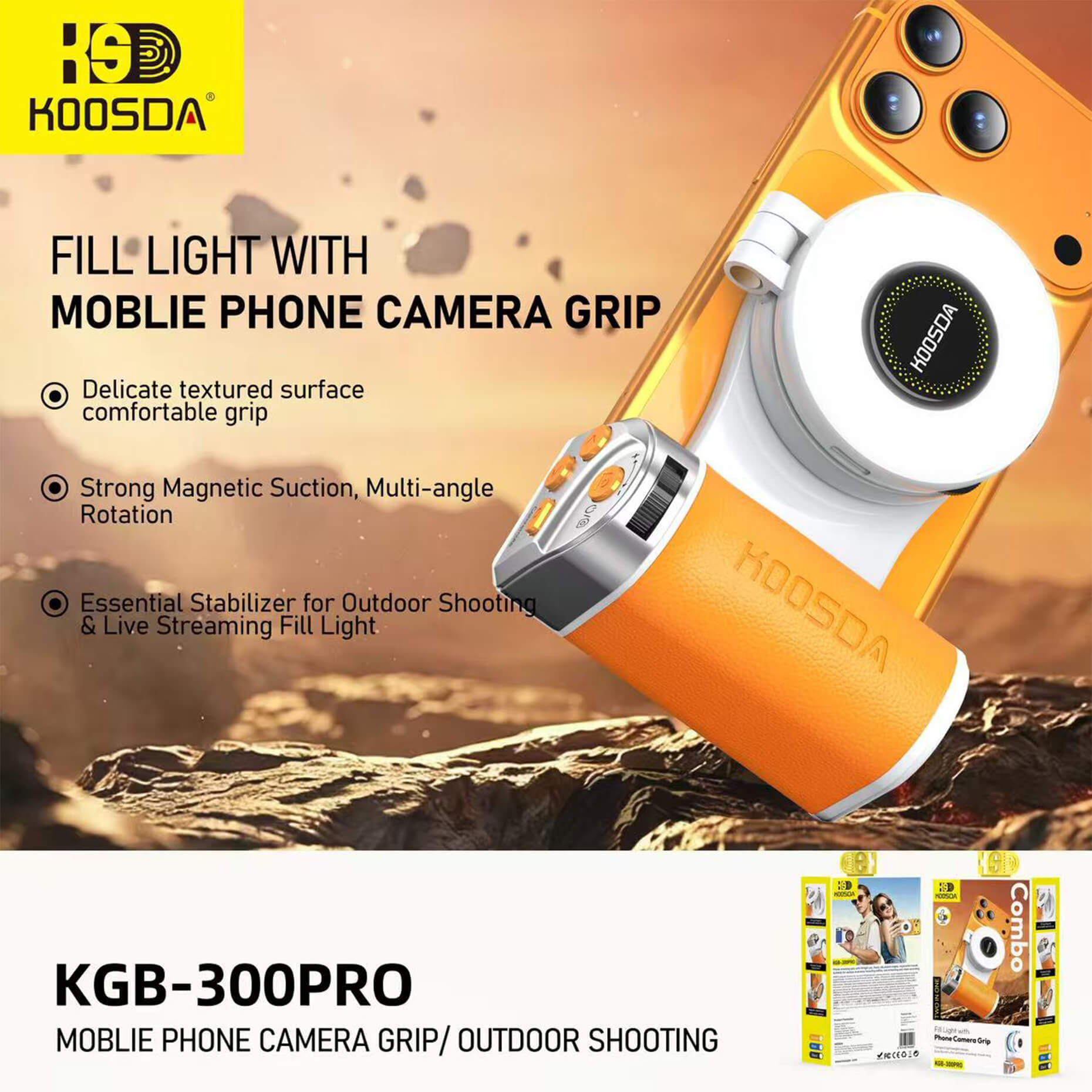 KGB-300PRO MOBLIEPHONE CAMERAGRIP WITH LIGHT