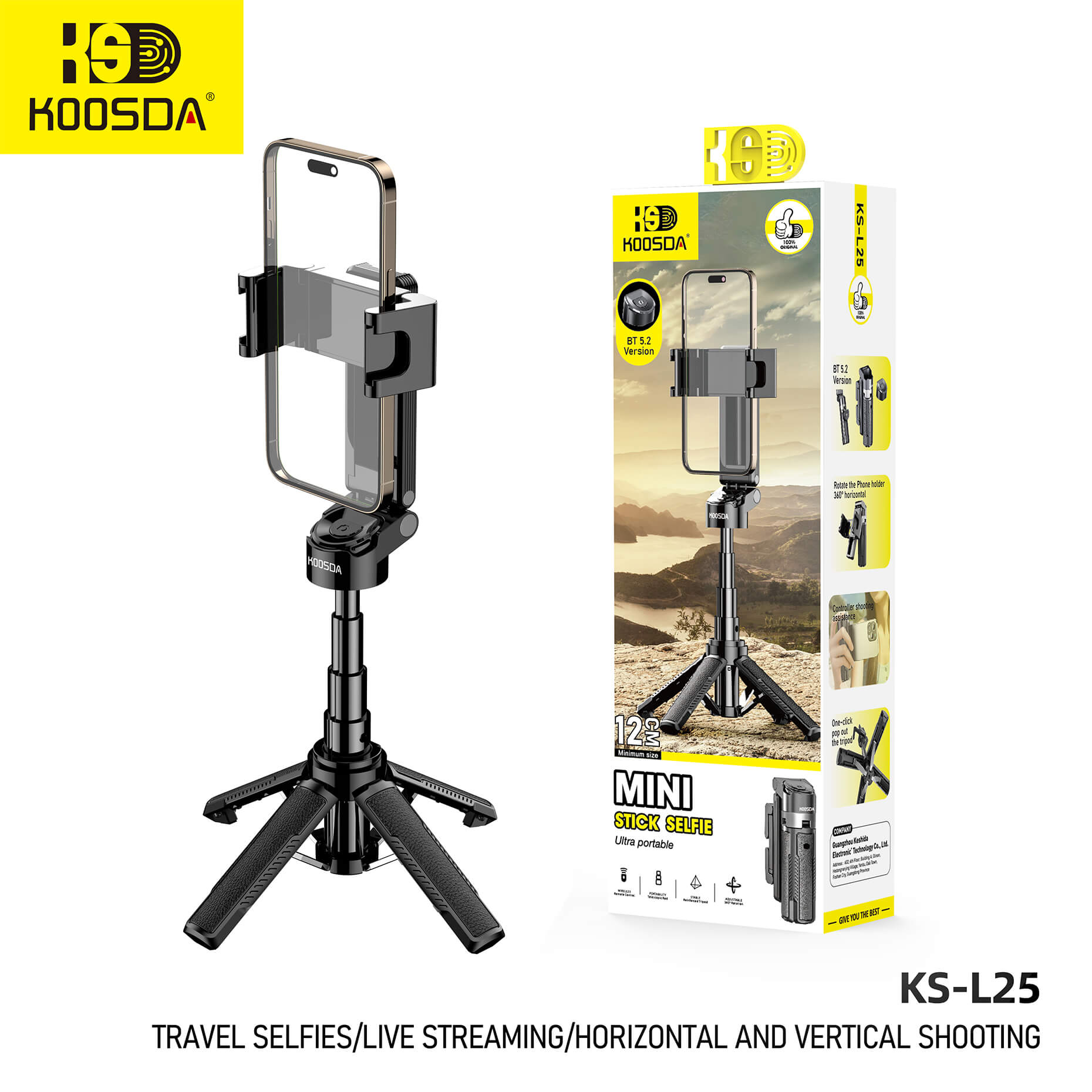 KS-L25 Mini Selfie stick 42cm