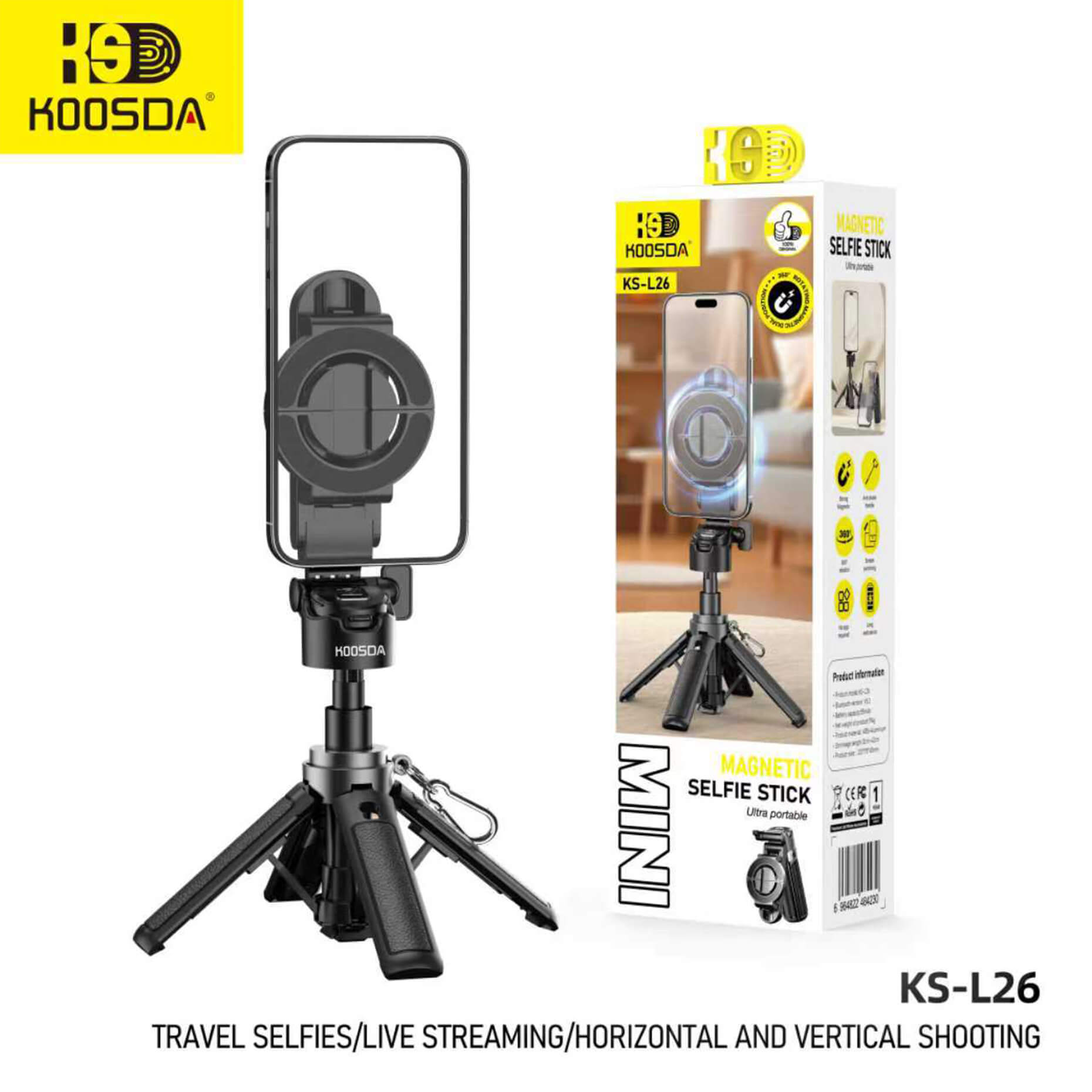 KS-L26 Mini Selfie Stick Magnetic 42cm