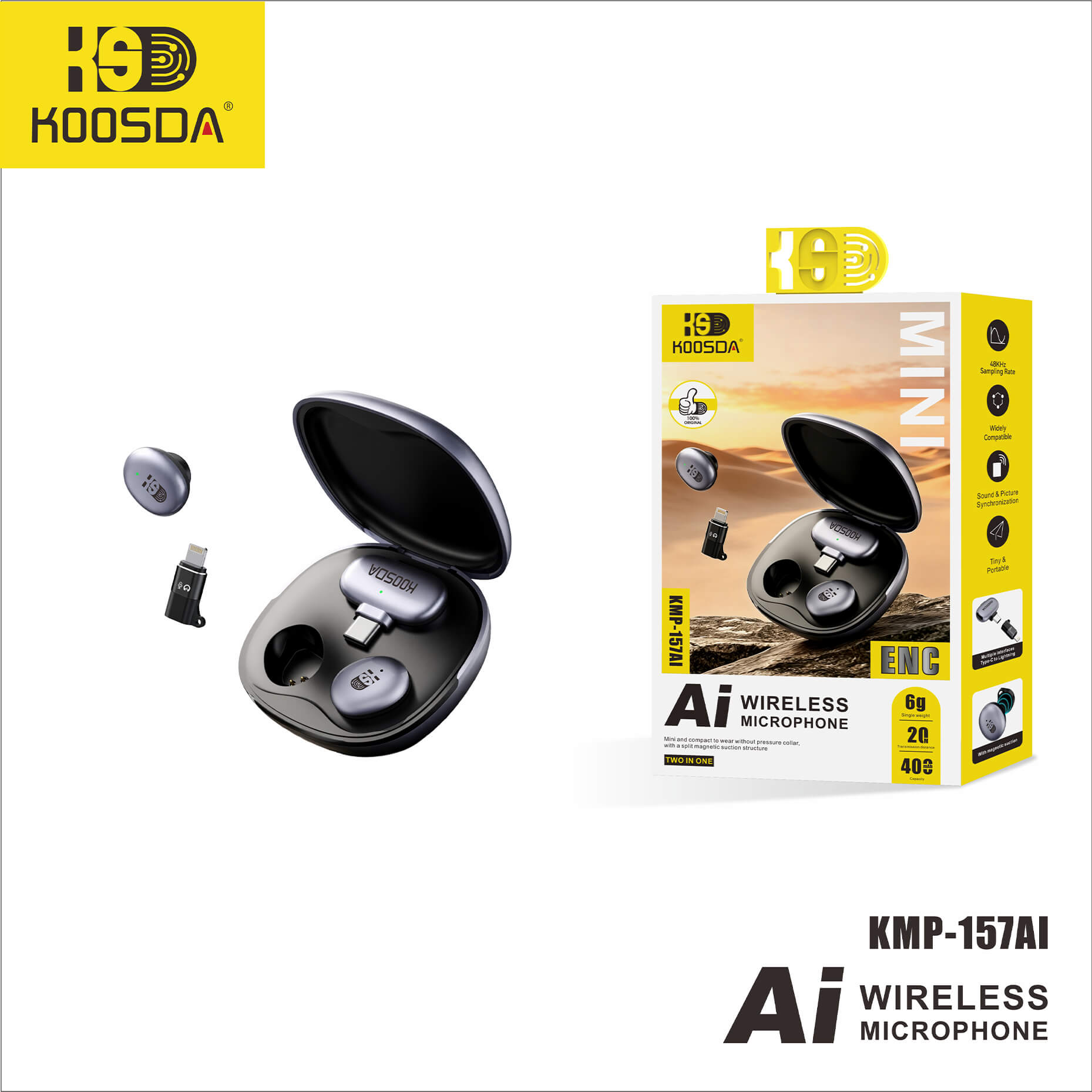 KMP-157AI Wireless Microphone Ai Noise Cancellation